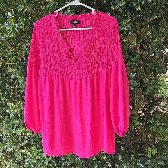 Alia Tops - Ana XL Womens Pink Fuchsia Smocked Blouse